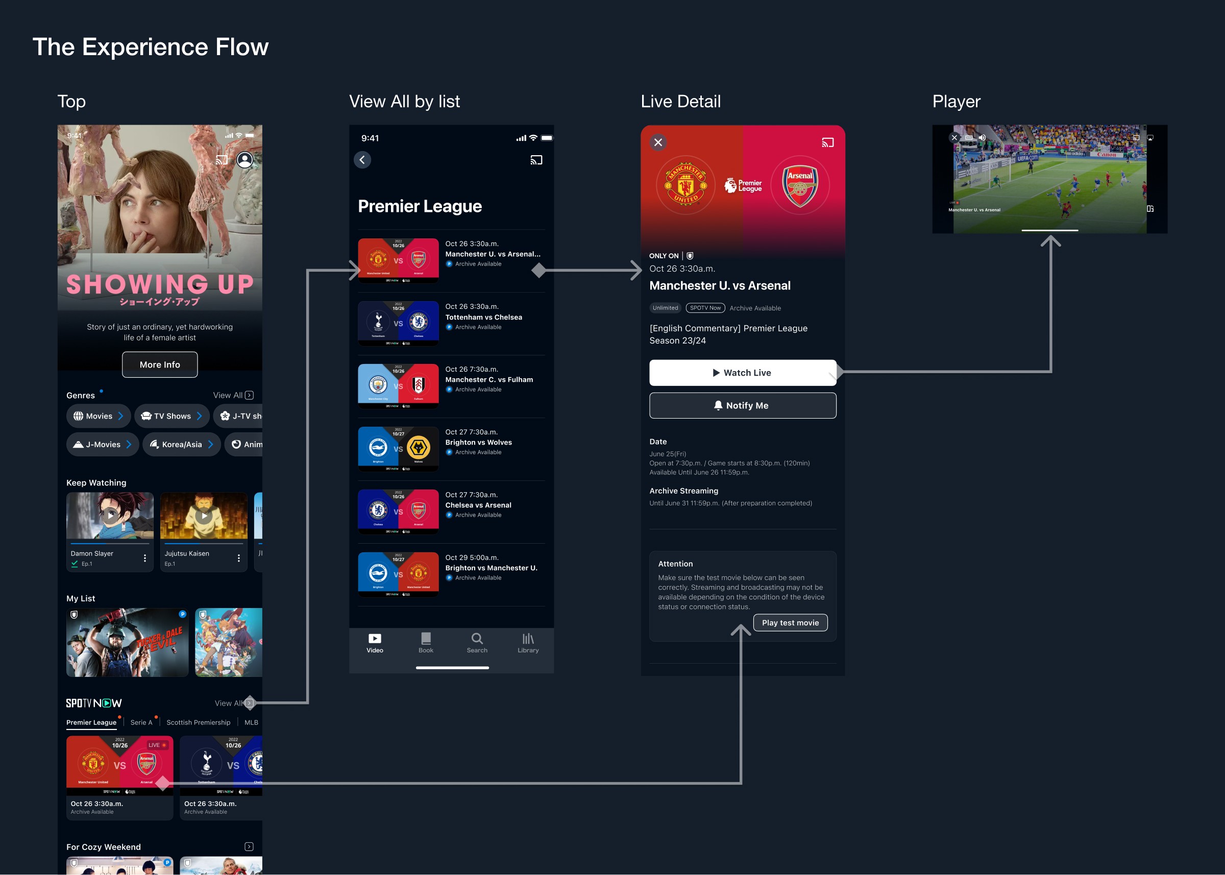User experience flow